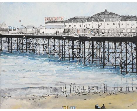 ▲ Emma Haworth (b.1975) Brighton Piersigned and dated 'Emma Haworth 02' l.r., oil and ink on canvas 61 x 76cm, unframedCondit