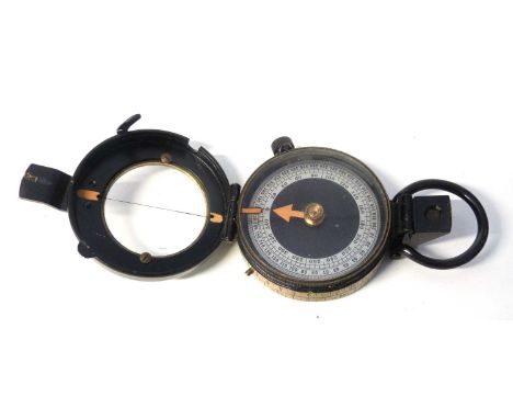 A Verner's pattern compass dated 1918 in original leather case