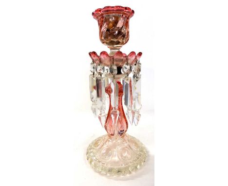 A table lamp with lustres, 26cm high