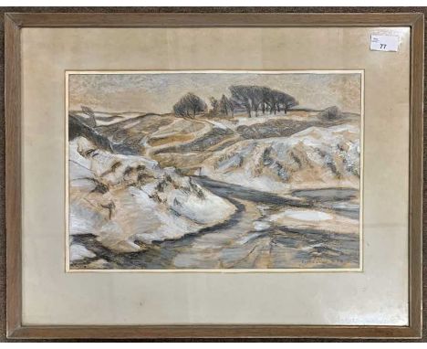 Cynthia Graham (British, 20th/21st century) 'Winter on Mendip', oil pastel, signed and dated '76, framed and glazed.