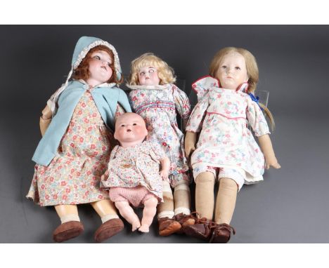 Two Armand Marseille porcelain headed dolls and two othersCondition and heights:Heights of dolls from left to right on main i