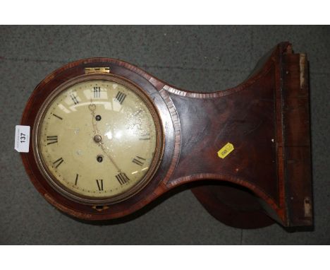 An early 19th century mahogany inlaid balloon mantel clock with double fusee movement by John Thwaite, 16 1/2" high, dial 7 1