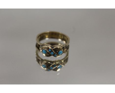 A VINTAGE TURQUOISE SET RING