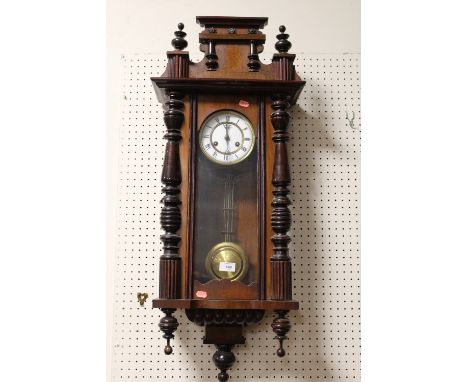A VINTAGE MAHOGANY VIENNA WALL CLOCK