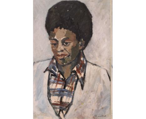 A FRAMED OIL ON BOARD PORTRAIT STUDY OF MICHAEL JACKSON SIGNED BERNARD SHORT