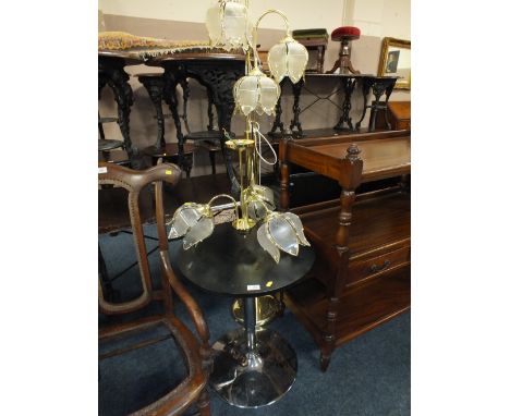 A MODERN ELECTRICAL FLOWER LAMP WITH MATCHING LIGHT AND A BISTRO TABLE (3)