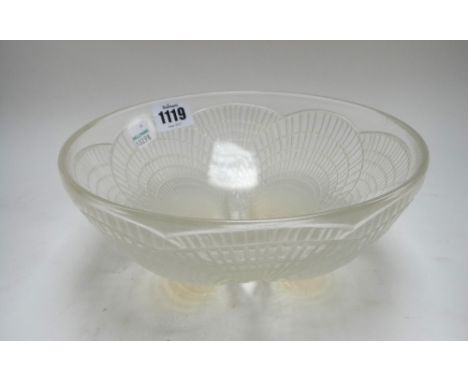 A Lalique 'Coquille' clear and frosted glass bowl, etched mark 'R. Lalique France', 21cm diameter.