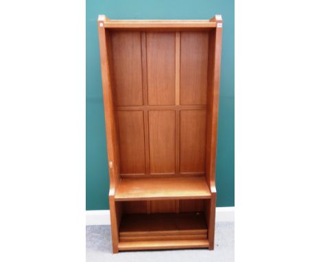 Robert "Mouseman" Thompson of Kilburn; a floor standing oak open waterfall bookcase with panel back, 83cm wide x 183cm high. 