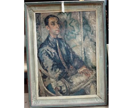 Elizabeth Polunin (1877-1950), Portrait of Sircar, oil on canvas, signed, inscribed on labels on reverse, 90cm x 63cm. DDS