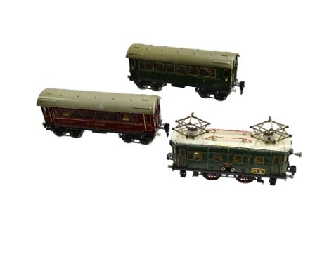 An 'O' gauge Marklin 20v electric locomotive, Swiss type RS66/12920 two-axle,  finished in green livery with twin pantographs