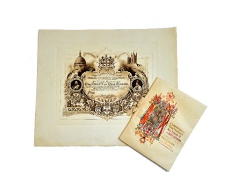 CORONATION (EDWARD VII) -  Celebration Royal Luncheon at Guildhall;   large pictorial invitation card (Oct. 25, 1902), with i