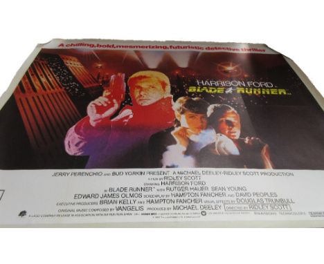 A film poster; 'Blade Runner' Warner Bros, 1982, laid to linen, 101cm x 76cm.