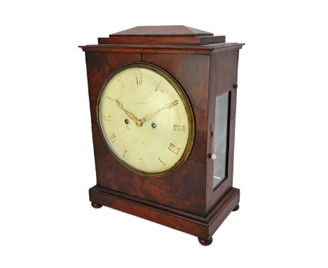 A Regency mahogany bracket clock by Cathro, London, the painted metal dial detailed 'CATHRO LONDON', enclosing a two train mo