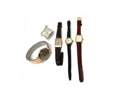 A gentleman's gold circular cased Ultra wristwatch, the signed silvered dial with gilt Arabic and arrow shaped numerals and w