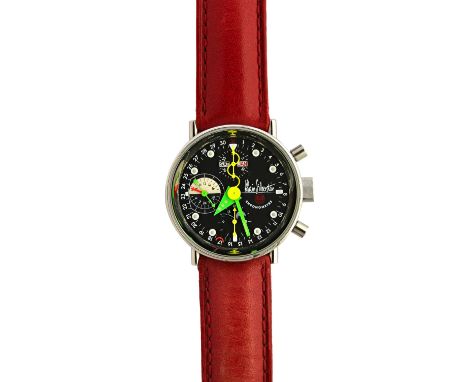 A limited edition stainless steel automatic triple calendar Chronograph Krono 2 wristwatch, by Alain Silberstein, the signed 