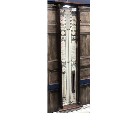 EARLY 20TH CENTURY ADMIRAL FITZROY BAROMETER, in mahogany case, with thermometer, 94cm high