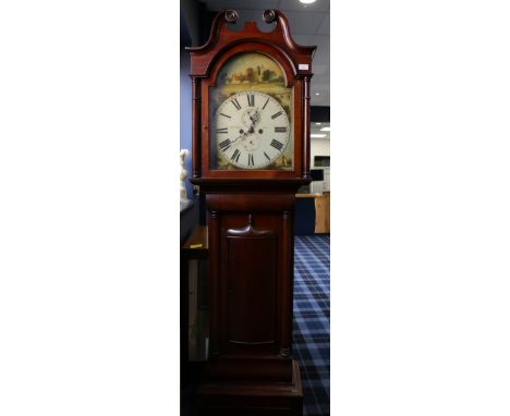 19TH CENTURY MAHOGANY LONGCASE CLOCK, by James Mitchell of Beith, with two train eight day movement, the painted white dial w
