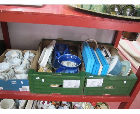 Japanese Eggshell Tea Ware, Poole casserole dish, Thun coffee set, collectors plates etc :- Three Boxes 