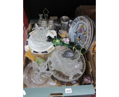 XIX Century Ashworth Plates, tureen, pressed glass bowls. etc :- One Box 