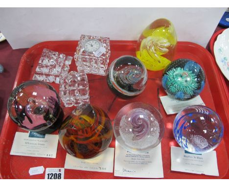 Caithness Limited Edition Paperweights, 'Prima Ballerina', 'Rhythm, N Blues', 'Aquamarine', 'Cascadia', and 'Millennium Visio