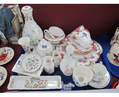 Aynsley Table Lamp and Trinkets, teaware, etc:- One Tray