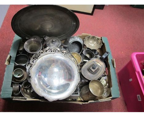 Embassy Pedestal Dish, basket, cutlery, napkin rings, 50 years appreciation teapot from James Dixon etc :- One Box 