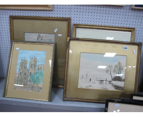 R. H. Wilkinson, York Minster, watercolour 28 x 20cm, signed and dated 1988; three earlier watercolours. (4) 
