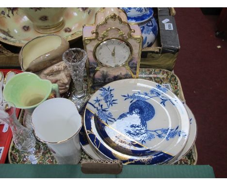 A Bradford Exchange Mantle Clock, Doulton 'Arry character jug, Aynsley, Sylvac, etc:- One Tray.