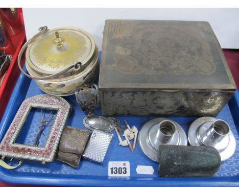 Mosaic Photograph Fame, Colibri lighter, mini clay pipes, box, etc: One Tray.