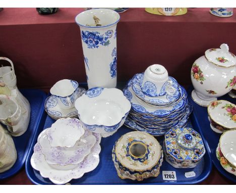 Quimper ware, ink pen stand, Aynsley ware blue-white, part tea service:- One Tray.