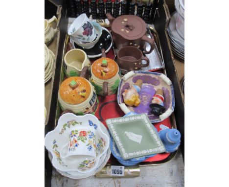 Cottage Ware, Tea Set, Aynsley and Wedgwood trinkets, Noritake bowl, Oriental tea pot etc:- One Tray, together with a modern 