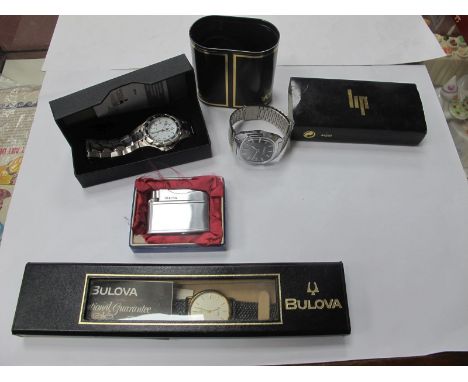 A Sekonda Stainless Steel Wrist Watch, 17 jewels, HP and Bulova examples, Verona lighter.
