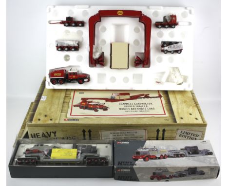 A Corgi heavy haulage limited edition set and another. Scammell contractor, girder trailer, bogies and crated load CC12307 an