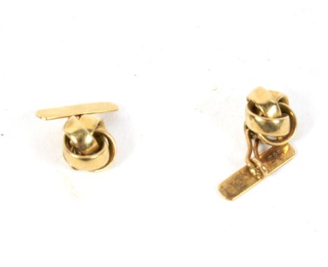 A pair of small 14ct gold knot cufflinks. Each marked 585, combined weight 4.1g