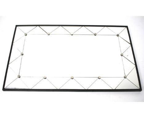 A 20th century wall mirror. Of rectangular form, with black painted wooden frame, 50cm x 81cm Condition Report: This item app