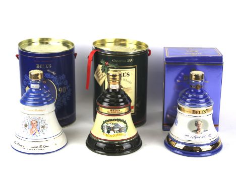Three Bell's Old Scotch Whisky decanters. All sealed and in the original boxes