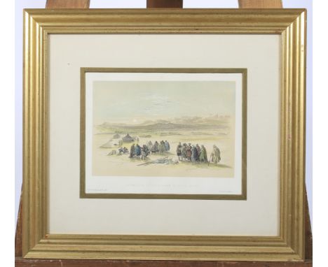 After David Roberts RA (1796-1864), Encampment of the Alloeen in Wady-Arabia, lithograph. From his series on The Holy Land, p