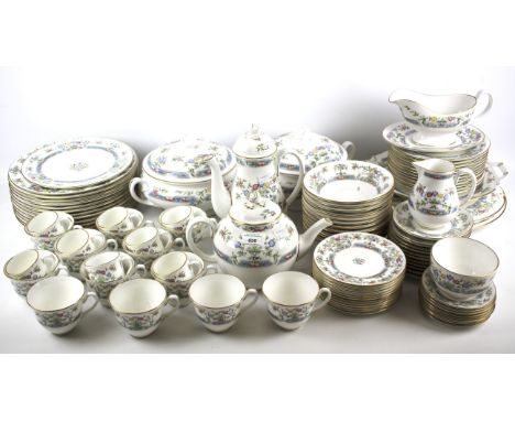 A Royal Worcester Mayfield pattern part tea and dinner service. To include dinner plates, cups, saucers, teapot, and more