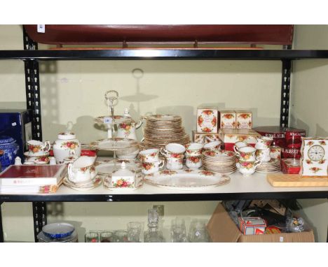 Royal Albert Old Country Roses including teapot, dinner plates, approximately 100 pieces.