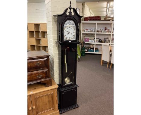 Ebonised double weight longcase clock.