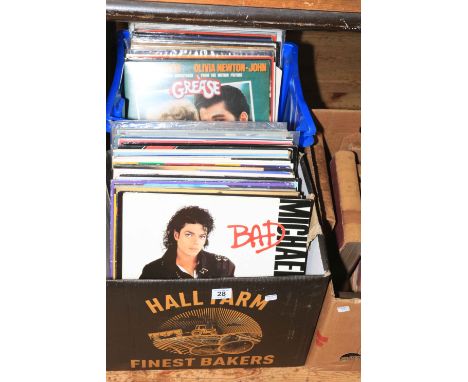 Two boxes of LP records including Michael Jackson, etc.