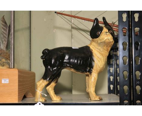 Cast iron model Boston Terrier dog, 25cm high.