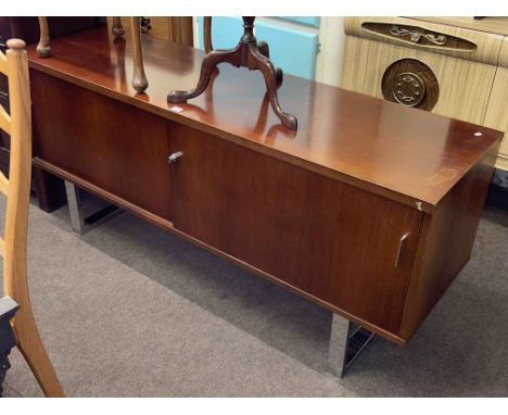 Mid Century Gordon Russell Prestige rosewood sideboard and set of four Ercol rail back dining chairs.