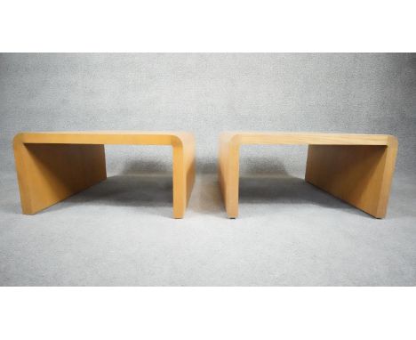 A pair of contemporary light oak coffee tables. H.32 W.61 D.62 