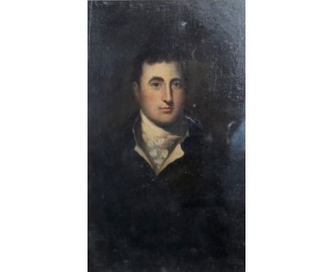 A 19th century framed and glazed oil on board male portrait, unsigned. H.37 W.26 