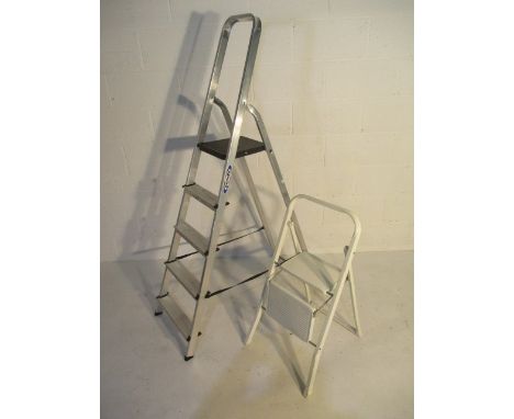 A set of Werner aluminium step-ladders, along with a set of steps 