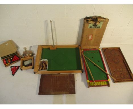 A collection of vintage bar games including, bar billiards, table skittles, bagatelle board, shove halfpenny board etc.