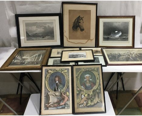 A selection of framed vintage prints including Teignmouth, Torquay, Plymouth etc.