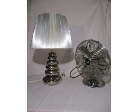  A chrome effect lamp and fan