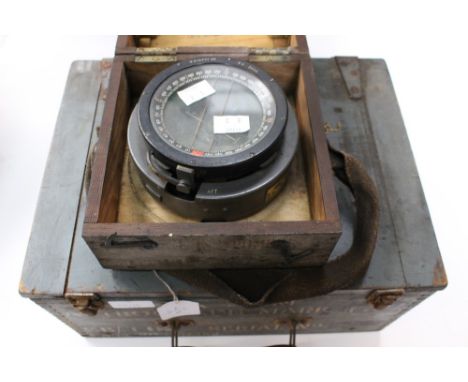 WW2 British RAF P8 Compass in original paint with transit box. Together with a empty Astrocompass Box Mk1 A.